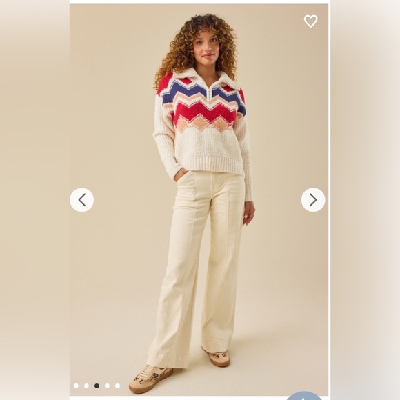 Altar'd State Chevron Cowl Sweater - Red, Blue, Cream - Picture 2 of 8